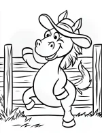Cowboy Donkey Dancing in Barn Coloring Page by Mindset Flow
