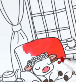 Cozy Baby Cow Sleeping in a Floral Cottage Printable Coloring Page How to Video