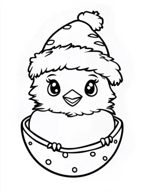 Cozy Bird In Snowy Hat Christmas Coloring Page By Mindset Flow