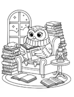 Cozy Bookworm Owl Reading Coloring Page By Mindset Flow