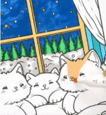 Cozy Cats by the Window Winter Scene Printable Coloring Page How to Video