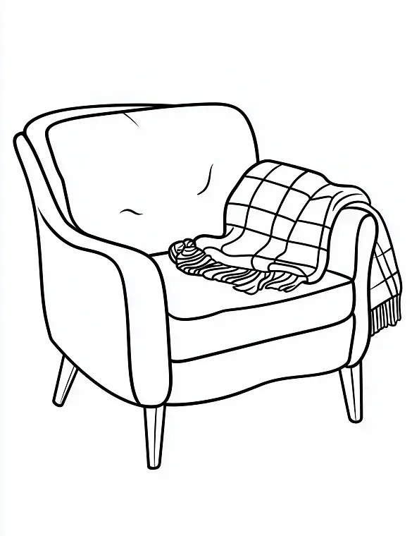 Cozy Chair With Blanket Adult Coloring Page By Mindset Flow