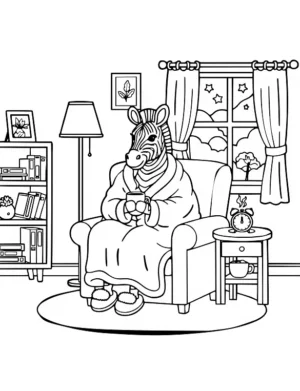 Cozy Coffee Sipping Zebra Coloring Page By Mindset Flow