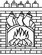 Cozy Fireplace With Stockings Christmas Coloring Page by Mindset Flow