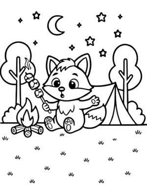 Cozy Fox Roasting Marshmallows Coloring Page By Mindset Flow