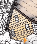 Cozy Mountain Cabin In Forest Adult Coloring Page-HowToVideo