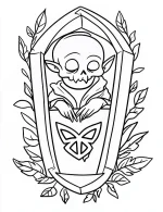 Cozy Vampire Nestled in a Coffin Coloring Page by Mindset Flow