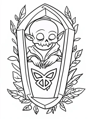 Cozy Vampire Nestled in a Coffin Coloring Page by Mindset Flow