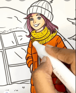 Cozy Winter Adventure Girl in Front of Igloo Adult Coloring Page-HowToVideo