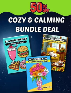 Cozy and Calming Bundle Deal 3 Printable Coloring Books By Mindset Flow