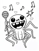 Creepy Crawly Spider Singing Karaoke Coloring Page by Mindset Flow