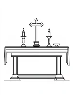 Cross on Altar with Candles Christmas Coloring Page by Mindset Flow