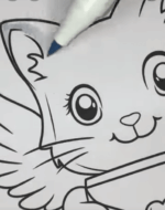 Cupid Cat Holding Valentine’s Card Coloring Page How To Video