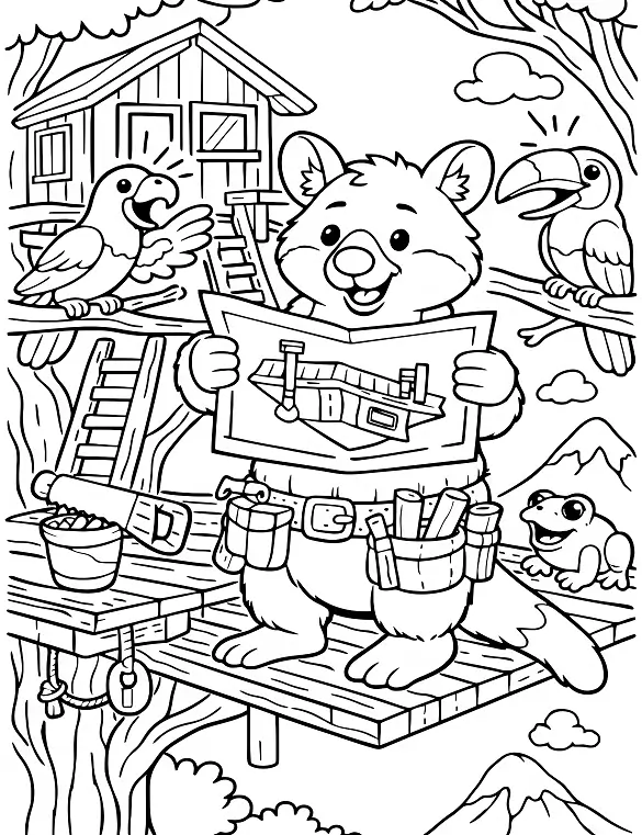 Curious Beaver Treehouse Builder Coloring Page By Mindset Flow Curious Beaver Treehouse Builder Coloring Page By Mindset Flow