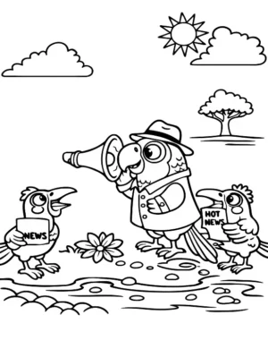 Curious Bird News Crew Coloring Page By Mindset Flow
