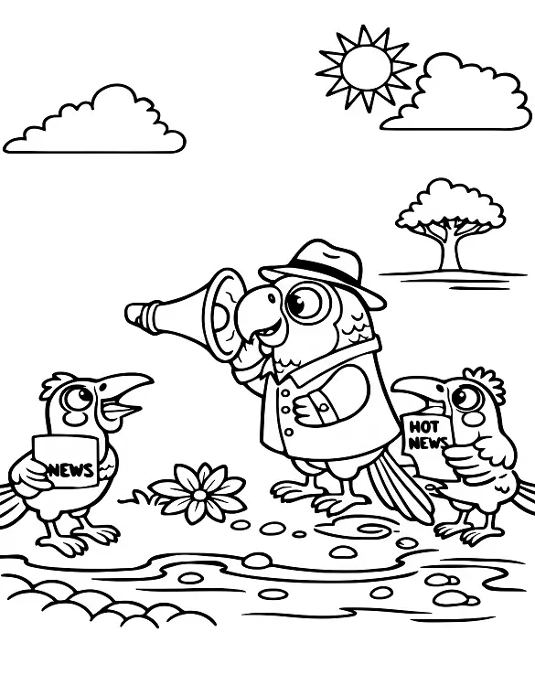 Curious Bird News Crew Coloring Page By Mindset Flow Curious Bird News Crew Coloring Page By Mindset Flow