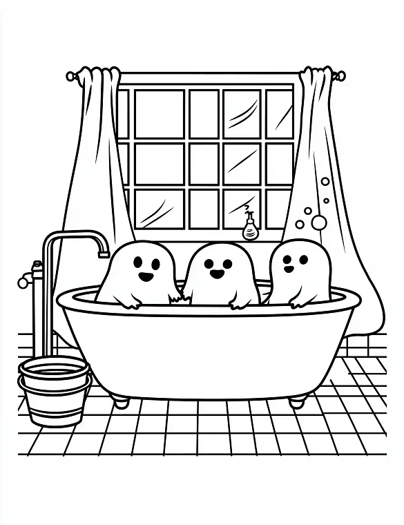Cute Animals Enjoying Bath In Tub Adult Coloring Page By Mindset Flow