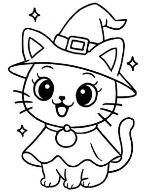 Cute Anime Cat In Costume Smiling Coloring Page by Mindset Flow