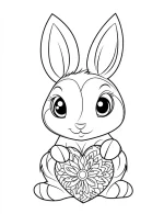 Cute Baby Bunny Holding Mandala Heart Coloring Page by Mindset Flow