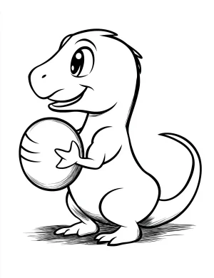 Cute Baby Dinosaur Holding Egg Coloring Page