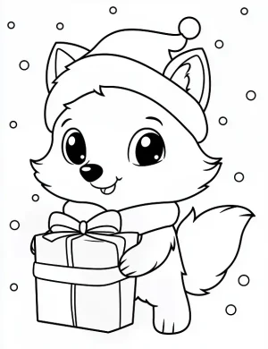Cute Baby Fox Christmas Coloring Page Free Printable Winter Wildlife By Mindset Flow