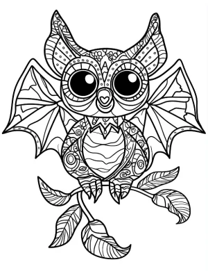 Cute Bat Mandala Halloween Coloring Page by Mindset Flow