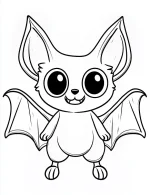 Cute Bat with Big Eyes Halloween Coloring Page by Mindset Flow