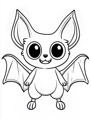 Cute Bat with Big Eyes Halloween Coloring Page by Mindset Flow