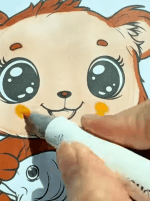 Cute Bear Holding A Fish By The Pond Summer Coloring Page How to Video