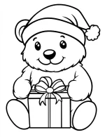 Cute Bear Santa Hat Christmas Coloring Page By Mindset Flow