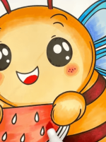 Cute Bee Eating Watermelon Summer Coloring Page How to Video