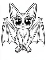 Cute Big Eyed Bat Sitting Coloring Page by Mindset Flow
