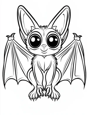 Cute Big Eyed Bat Sitting Coloring Page by Mindset Flow