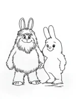 Cute Bunny and Cartoon Rabbit Christmas Coloring Page By Mindset Flow