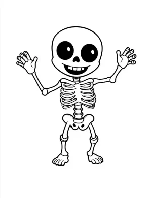 Cute Cartoon Skeleton Raising Hands Coloring Page by Mindset Flow