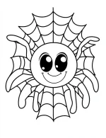 Cute Cartoon Spider in Web Halloween Coloring Page by Mindset Flow
