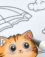 Cute Cat Relaxing On The Beach Printable Coloring Page How To Video