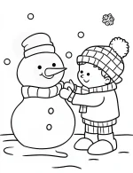Cute Child Building a Snowman Christmas Coloring Page By Mindset Flow