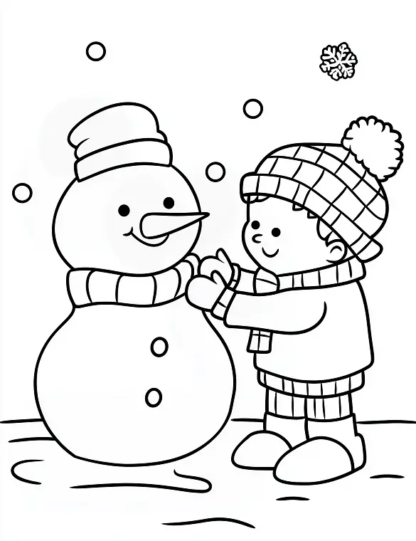 Cute Child Building a Snowman Christmas Coloring Page By Mindset Flow Cute Child Building a Snowman Christmas Coloring Page By Mindset Flow