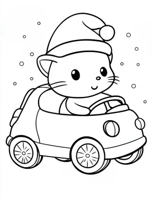 Cute Christmas Cat Coloring Page For Adults By Mindset Flow
