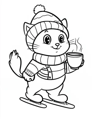 Cute Christmas Cat Coloring Page Hot Cocoa Winter Printable Activity By Mindset Flow