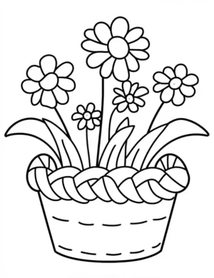 Cute Decorative Planter with Flowers Coloring Page