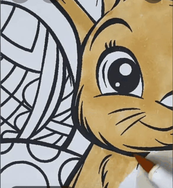 Cute Easter Bunny With Decorated Eggs Coloring Page-HowToVideo