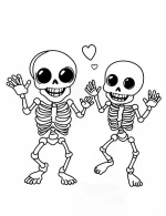 Cute Friendly Skeleton In Playful Dancing Pose Coloring Page by Mindset Flow