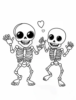 Cute Friendly Skeleton In Playful Dancing Pose Coloring Page by Mindset Flow