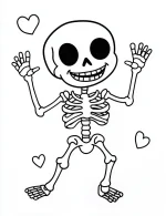 Cute Friendly Skeleton In a Playful Dancing Pose Coloring Page by Mindset Flow