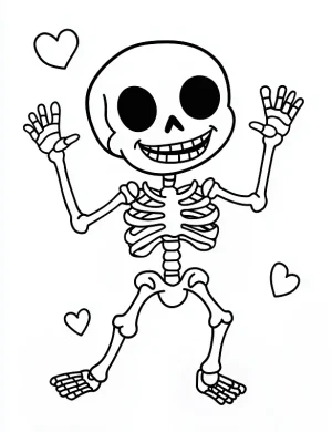 Cute Friendly Skeleton In a Playful Dancing Pose Coloring Page by Mindset Flow