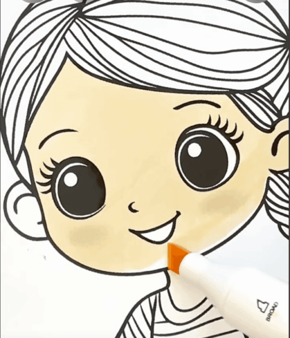 Cute Girl Giving Dog A Bath Adult Coloring Page-HowToVideo