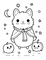 Cute Halloween-Themed Llama Dressed As a Vampire Coloring Page by Mindset Flow