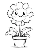 Cute Happy Flower in Pot Flower Coloring Page By Mindset Flow